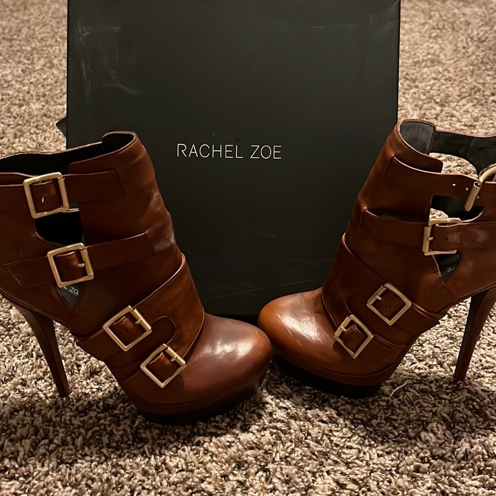 Size 7 brown leather boots- new in box